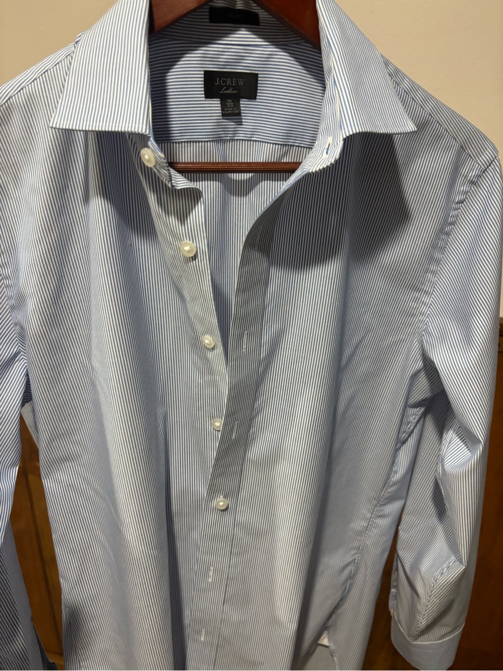 J. Crew Men's Light Blue Pinstripe Dress Shirt